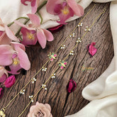 Vriksham Elegant Butterfly Style Gold Look Alike Pearls Drop Anklets-Red Green-G20796